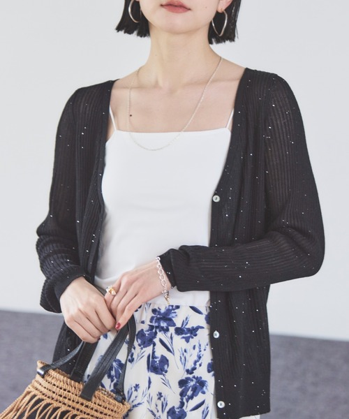 Doux archives（ドゥアルシーヴ）の「ドライタッチカップ付きキャミ（キャミソール・レディース・ブラック/オフホワイト・FREE）」の9枚目の写真