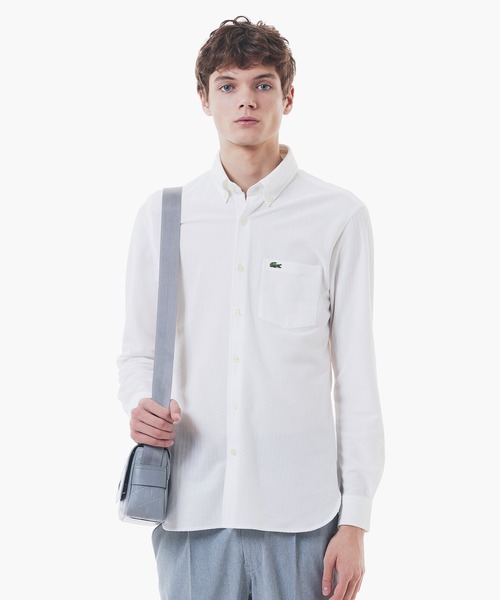 LACOSTE(ラコステ)の「ジャカードストライプボタンダウンジャージシャツ(シャツ/ブラウス・メンズ・ライトブルー/ネイビー/ホワイト・39/40/41/42)」の2枚目の写真