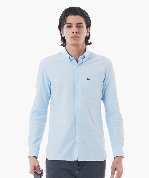 LACOSTE(ラコステ)の「ジャカードストライプボタンダウンジャージシャツ(シャツ/ブラウス・メンズ・ライトブルー/ネイビー/ホワイト・39/40/41/42)」の3枚目の写真