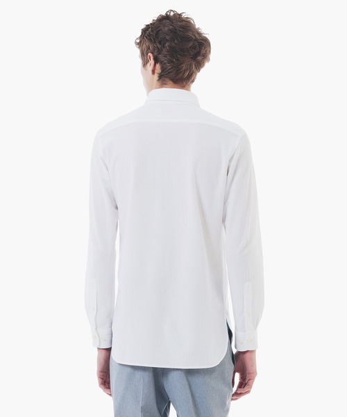 LACOSTE(ラコステ)の「ジャカードストライプボタンダウンジャージシャツ(シャツ/ブラウス・メンズ・ライトブルー/ネイビー/ホワイト・39/40/41/42)」の4枚目の写真