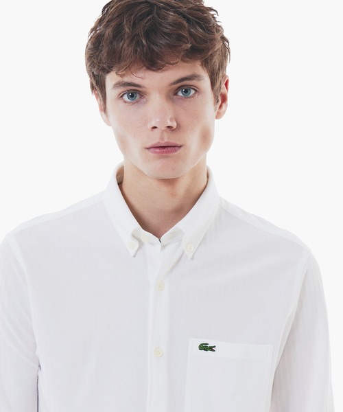 LACOSTE(ラコステ)の「ジャカードストライプボタンダウンジャージシャツ(シャツ/ブラウス・メンズ・ライトブルー/ネイビー/ホワイト・39/40/41/42)」の5枚目の写真