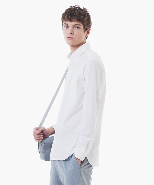 LACOSTE(ラコステ)の「ジャカードストライプボタンダウンジャージシャツ(シャツ/ブラウス・メンズ・ライトブルー/ネイビー/ホワイト・39/40/41/42)」の7枚目の写真
