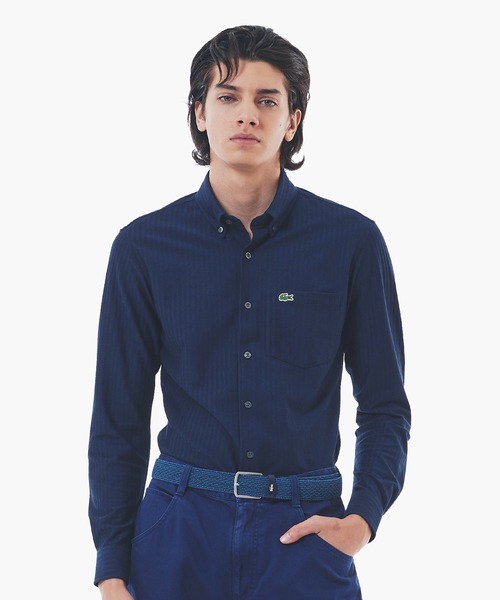 LACOSTE(ラコステ)の「ジャカードストライプボタンダウンジャージシャツ(シャツ/ブラウス・メンズ・ライトブルー/ネイビー/ホワイト・39/40/41/42)」の14枚目の写真