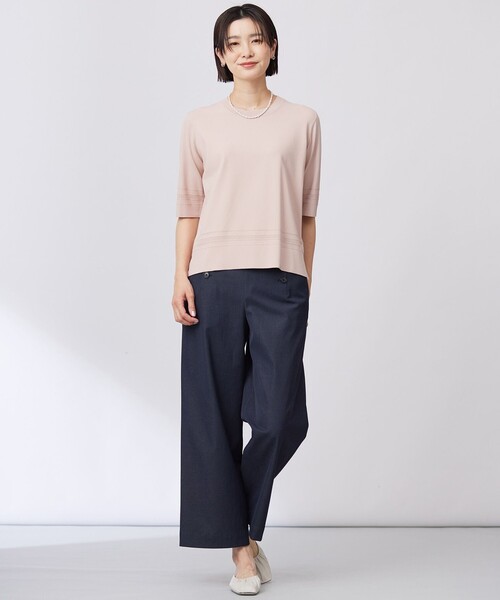 J.PRESS Ladies(J.プレス レディス)の「【洗える】RAYON ELITE STRETCH クルーネック ニット(ニット/セーター・レディース・ピンク系/ベージュ系/サックスブルー系/ライトグリーン系/ネイビー系・SMALL)」の6枚目の写真