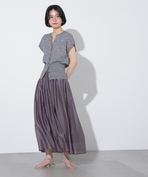 N.（N. Natural Beauty Basic）（エヌエヌナチュラルビューティーベーシック）の「シアーローンタックフレアスカート（スカート・レディース・チャコールグレー/ブルー/ライトベージュ・MEDIUM）」の5枚目の写真