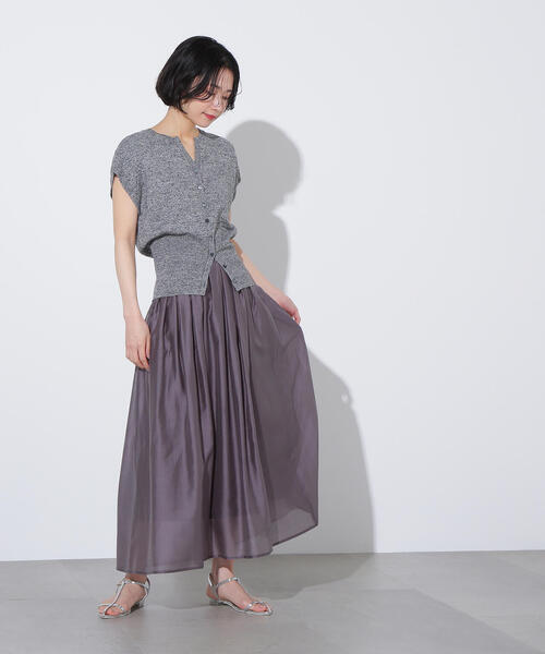 N.（N. Natural Beauty Basic）（エヌエヌナチュラルビューティーベーシック）の「シアーローンタックフレアスカート（スカート・レディース・チャコールグレー/ブルー/ライトベージュ・MEDIUM）」の6枚目の写真