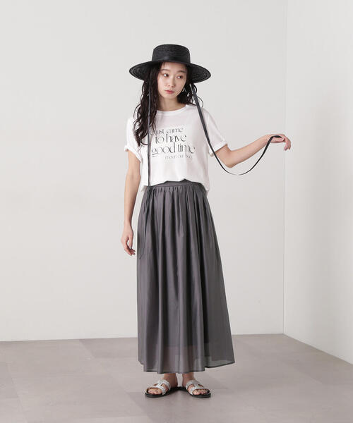 N.（N. Natural Beauty Basic）（エヌエヌナチュラルビューティーベーシック）の「シアーローンタックフレアスカート（スカート・レディース・チャコールグレー/ブルー/ライトベージュ・MEDIUM）」の12枚目の写真