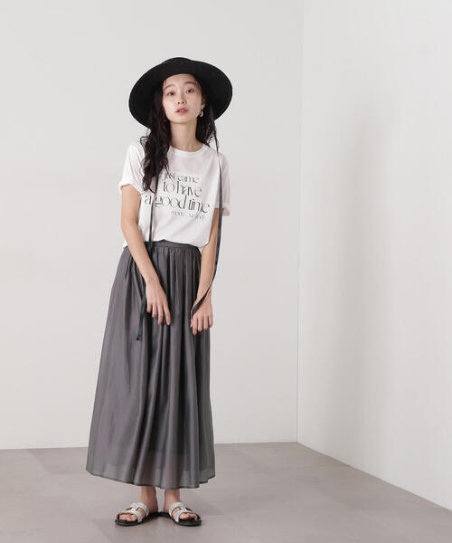 N.（N. Natural Beauty Basic）（エヌエヌナチュラルビューティーベーシック）の「シアーローンタックフレアスカート（スカート・レディース・チャコールグレー/ブルー/ライトベージュ・MEDIUM）」の13枚目の写真