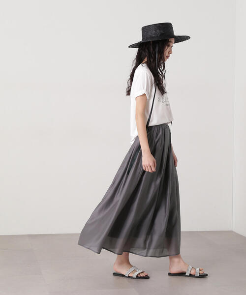 N.（N. Natural Beauty Basic）（エヌエヌナチュラルビューティーベーシック）の「シアーローンタックフレアスカート（スカート・レディース・チャコールグレー/ブルー/ライトベージュ・MEDIUM）」の14枚目の写真