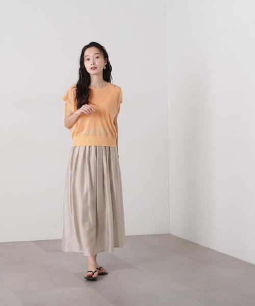 N.（N. Natural Beauty Basic）（エヌエヌナチュラルビューティーベーシック）の「シアーローンタックフレアスカート（スカート・レディース・チャコールグレー/ブルー/ライトベージュ・MEDIUM）」の19枚目の写真