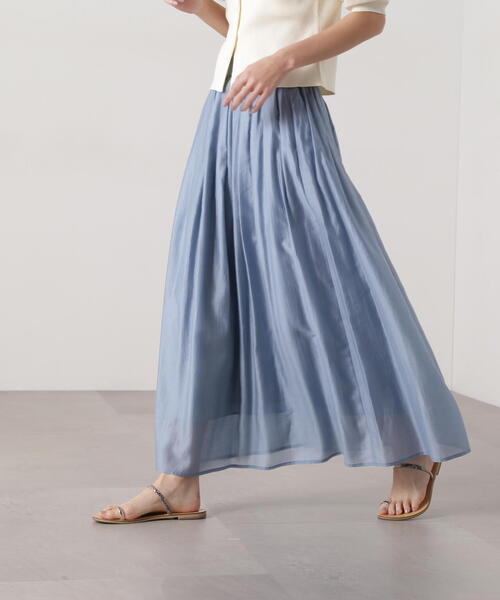 N.（N. Natural Beauty Basic）（エヌエヌナチュラルビューティーベーシック）の「シアーローンタックフレアスカート（スカート・レディース・チャコールグレー/ブルー/ライトベージュ・MEDIUM）」の22枚目の写真