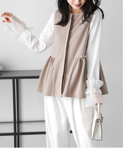 La-gemme（ラジェム）の「パールペプラムジレ（ベスト・レディース・ブラック/ベージュ・フリー）」の6枚目の写真