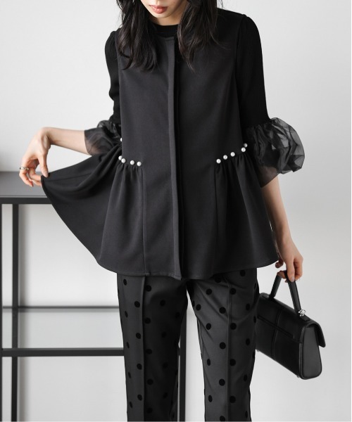 La-gemme（ラジェム）の「パールペプラムジレ（ベスト・レディース・ブラック/ベージュ・フリー）」の16枚目の写真