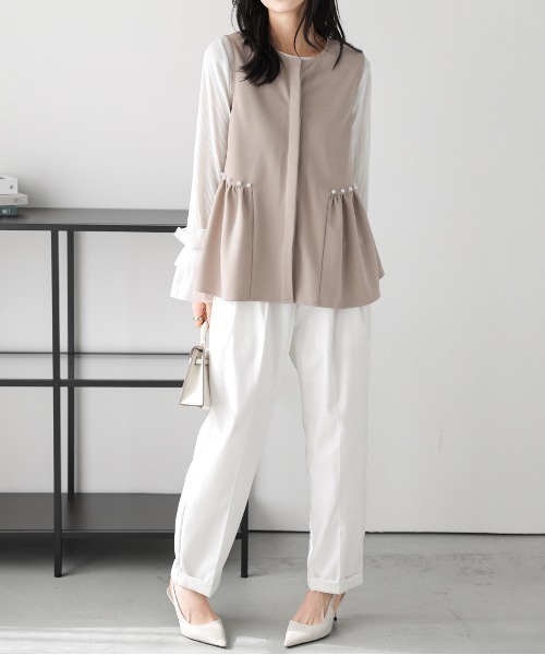 La-gemme（ラジェム）の「パールペプラムジレ（ベスト・レディース・ブラック/ベージュ・フリー）」の11枚目の写真