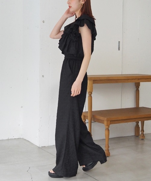 【美品】ウィークス マルチフリルオールインワン サロペット FREE ブラック wee9s（ウィークス）の「frill all in one / マルチウェイフリル