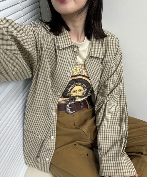 CIAOPANIC(チャオパニック)の「BIGポケットチェックシャツ(シャツ/ブラウス・レディース・ブラック/カーキ/ピンク/ブラウン/ブラック系その他/ベージュ/ホワイト/ホワイト系その他/アイボリー/イエロー/ブルー/サックスブルー・MEDIUM/LARGE)」の7枚目の写真