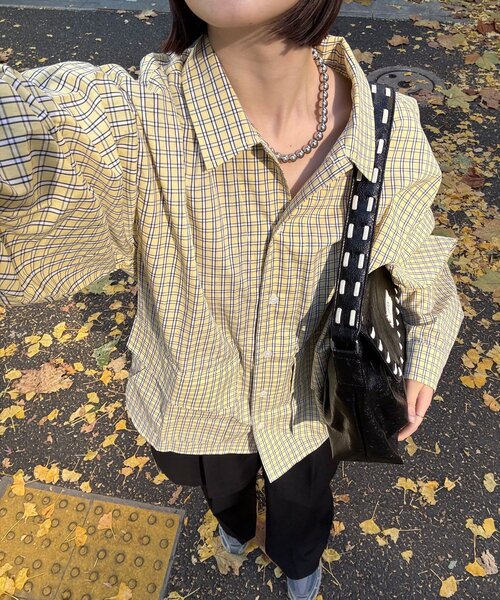 CIAOPANIC(チャオパニック)の「BIGポケットチェックシャツ(シャツ/ブラウス・レディース・ブラック/カーキ/ピンク/ブラウン/ブラック系その他/ベージュ/ホワイト/ホワイト系その他/アイボリー/イエロー/ブルー/サックスブルー・MEDIUM/LARGE)」の11枚目の写真