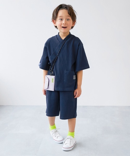 devirock（デビロック）の「すぽっと着られる 着心地やわらか 無地 おやすみ甚平（浴衣・キッズ・ブルーグレー/スミクロ/ネイビー/ライトグレー・100cm/110cm/120cm/130cm/140cm/150cm/160cm）」の8枚目の写真