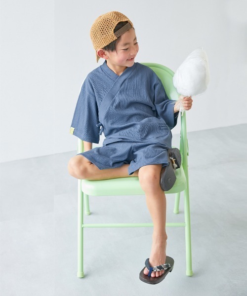 devirock（デビロック）の「すぽっと着られる 着心地やわらか 無地 おやすみ甚平（浴衣・キッズ・ブルーグレー/スミクロ/ネイビー/ライトグレー・100cm/110cm/120cm/130cm/140cm/150cm/160cm）」の10枚目の写真