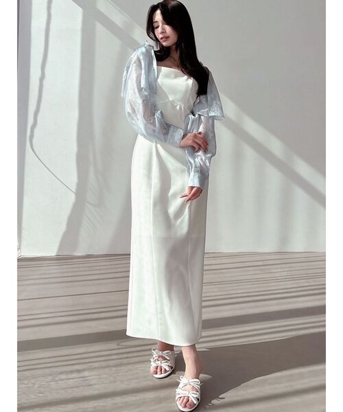 RESEXXY（リゼクシー）の「シアーショートシャツ（シャツ/ブラウス・レディース・ブルー/ブラック/ホワイト・FREE）」の8枚目の写真