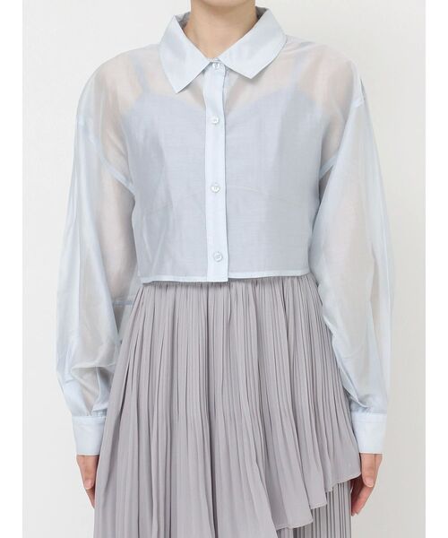 RESEXXY（リゼクシー）の「シアーショートシャツ（シャツ/ブラウス・レディース・ブルー/ブラック/ホワイト・FREE）」の10枚目の写真