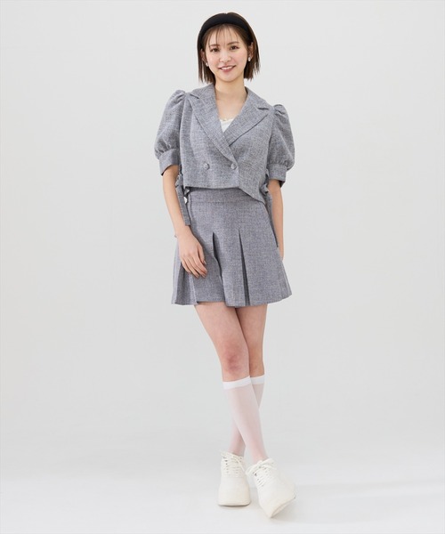 REDYAZEL チェック柄半袖ダブルジャケット サイドレースアップワンピース REDYAZEL チェック柄半袖ダブルジャケット サイドレースアップ