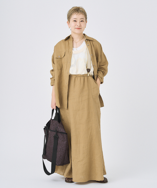 セール】≪洗濯機洗い可能≫LINEN 切り替えスカート（スカート