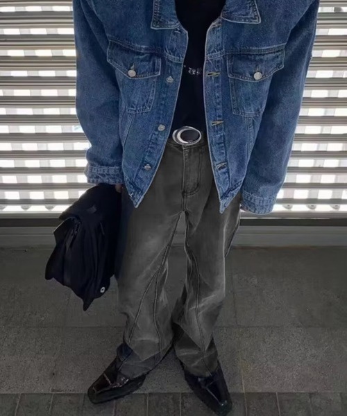 CERCA（チェルカ）の「【NOWLE】スリム ストレート フレア デニムパンツ（デニムパンツ・メンズ・ダークインディゴブルー/ブラック・MEDIUM/X-LARGE/LARGE）」の6枚目の写真