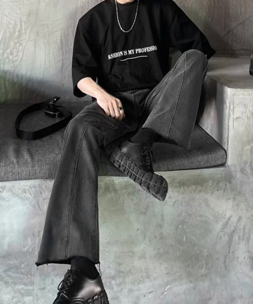 CERCA（チェルカ）の「【NOWLE】スリム ストレート フレア デニムパンツ（デニムパンツ・メンズ・ダークインディゴブルー/ブラック・MEDIUM/X-LARGE/LARGE）」の8枚目の写真