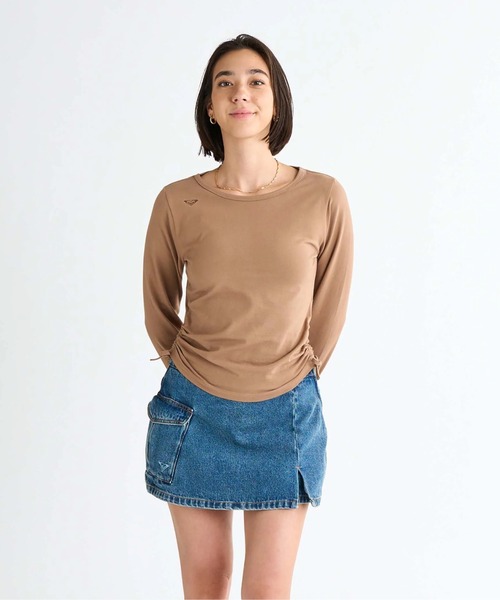 ROXY(ロキシー)の「SUGAR PALM /ロキシーシャーリング長袖ロンT(Tシャツ/カットソー・レディース・ホワイト/ブラウン/グリーン/ブラック・LARGE/MEDIUM/SMALL)」の1枚目の写真