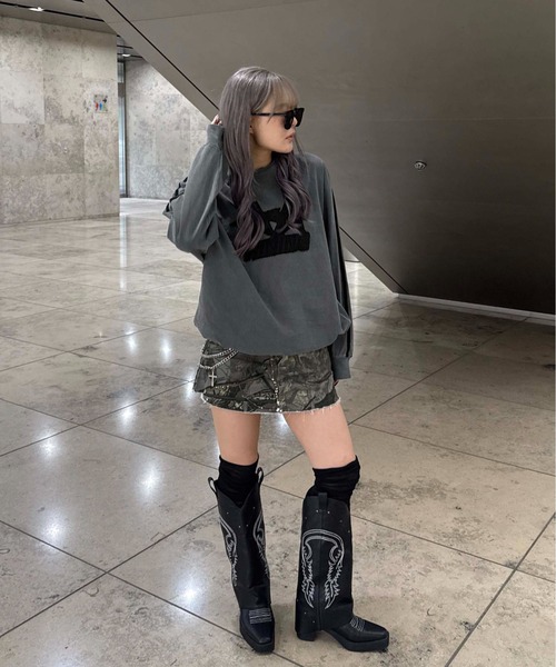 sedacle(セダクル)の「アップリケドローコードロンT(Tシャツ/カットソー・レディース・チャコールグレー/ボルドー/ベージュ・LARGE/MEDIUM/SMALL)」の15枚目の写真