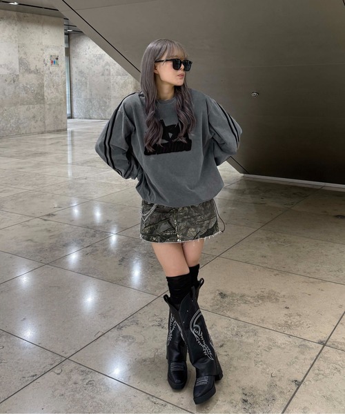 sedacle(セダクル)の「アップリケドローコードロンT(Tシャツ/カットソー・レディース・チャコールグレー/ボルドー/ベージュ・LARGE/MEDIUM/SMALL)」の17枚目の写真