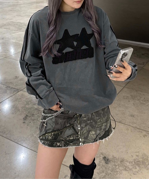 sedacle(セダクル)の「アップリケドローコードロンT(Tシャツ/カットソー・レディース・チャコールグレー/ボルドー/ベージュ・LARGE/MEDIUM/SMALL)」の10枚目の写真