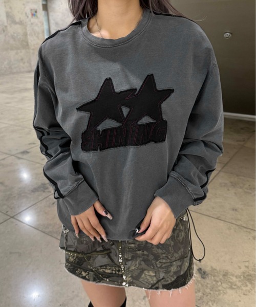 sedacle(セダクル)の「アップリケドローコードロンT(Tシャツ/カットソー・レディース・チャコールグレー/ボルドー/ベージュ・LARGE/MEDIUM/SMALL)」の11枚目の写真