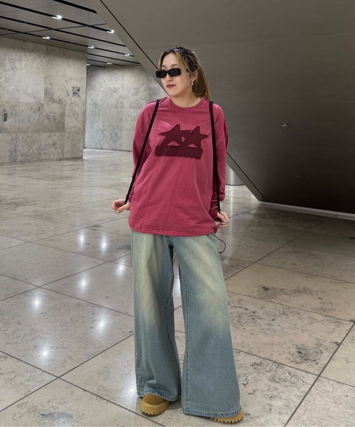 sedacle(セダクル)の「アップリケドローコードロンT(Tシャツ/カットソー・レディース・チャコールグレー/ボルドー/ベージュ・LARGE/MEDIUM/SMALL)」の7枚目の写真