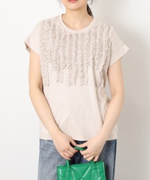EGLANTINE シフォンフリル付き半袖カットソー