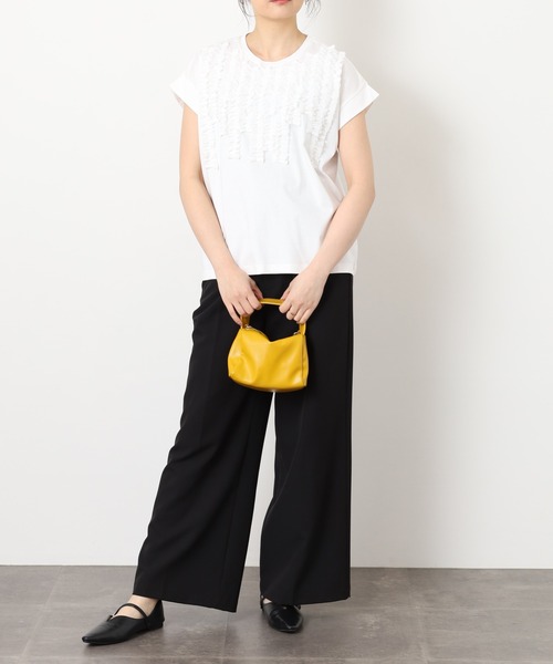 EGLANTINE(エグランティーヌ)の「EGLANTINE シフォンフリル付き半袖カットソー(Tシャツ/カットソー・レディース・ブラック/オフホワイト/ライトベージュ/レッド/グレー・40/38)」の22枚目の写真