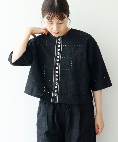 yuni（ユニ ）の「eyelet embroidely haori ブラウス（シャツ/ブラウス