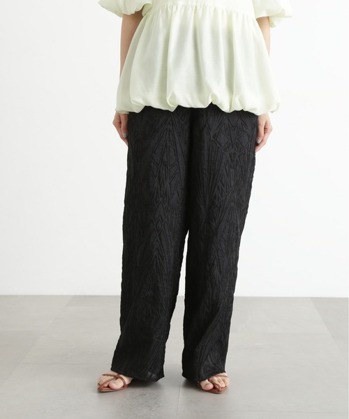 N.（N. Natural Beauty Basic）（エヌエヌナチュラルビューティーベーシック）の「カットジャガードイージーパンツ（その他パンツ・レディース・オフホワイト/ブラック・MEDIUM）」の7枚目の写真