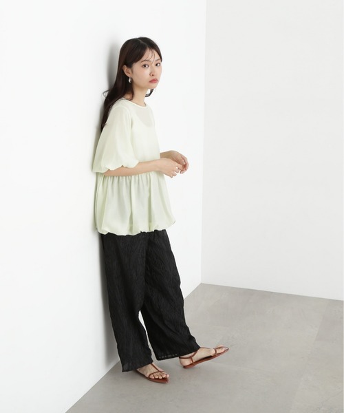 N.（N. Natural Beauty Basic）（エヌエヌナチュラルビューティーベーシック）の「カットジャガードイージーパンツ（その他パンツ・レディース・オフホワイト/ブラック・MEDIUM）」の10枚目の写真