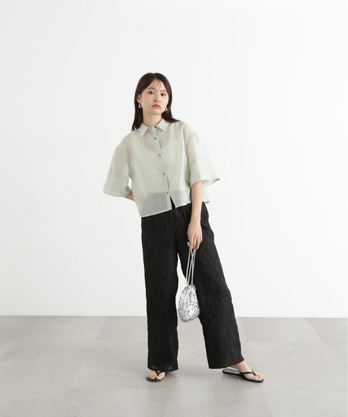 N.（N. Natural Beauty Basic）（エヌエヌナチュラルビューティーベーシック）の「カットジャガードイージーパンツ（その他パンツ・レディース・オフホワイト/ブラック・MEDIUM）」の12枚目の写真