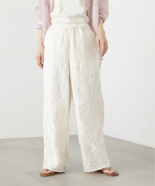 N.（N. Natural Beauty Basic）（エヌエヌナチュラルビューティーベーシック）の「カットジャガードイージーパンツ（その他パンツ・レディース・オフホワイト/ブラック・MEDIUM）」の15枚目の写真