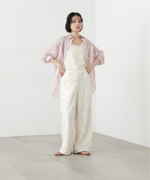 N.（N. Natural Beauty Basic）（エヌエヌナチュラルビューティーベーシック）の「カットジャガードイージーパンツ（その他パンツ・レディース・オフホワイト/ブラック・MEDIUM）」の16枚目の写真