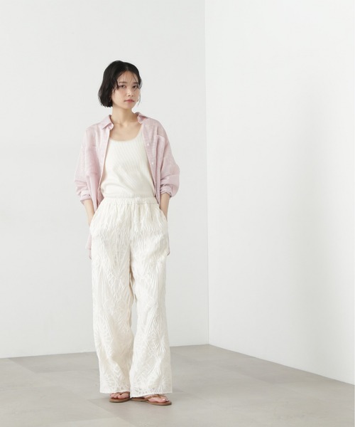 N.（N. Natural Beauty Basic）（エヌエヌナチュラルビューティーベーシック）の「カットジャガードイージーパンツ（その他パンツ・レディース・オフホワイト/ブラック・MEDIUM）」の17枚目の写真