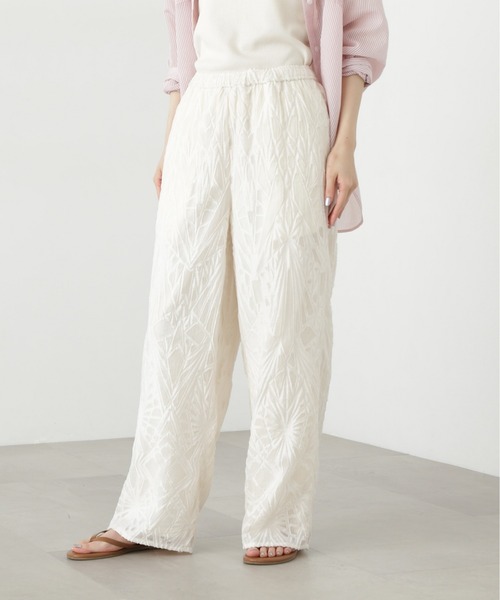 N.（N. Natural Beauty Basic）（エヌエヌナチュラルビューティーベーシック）の「カットジャガードイージーパンツ（その他パンツ・レディース・オフホワイト/ブラック・MEDIUM）」の18枚目の写真