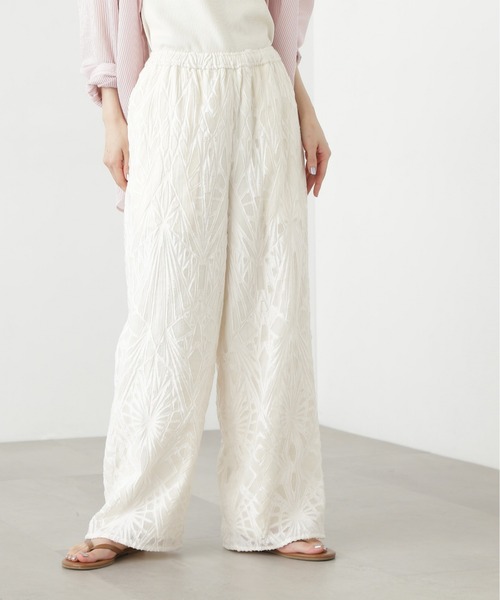 N.（N. Natural Beauty Basic）（エヌエヌナチュラルビューティーベーシック）の「カットジャガードイージーパンツ（その他パンツ・レディース・オフホワイト/ブラック・MEDIUM）」の19枚目の写真