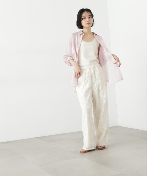 N.（N. Natural Beauty Basic）（エヌエヌナチュラルビューティーベーシック）の「カットジャガードイージーパンツ（その他パンツ・レディース・オフホワイト/ブラック・MEDIUM）」の20枚目の写真