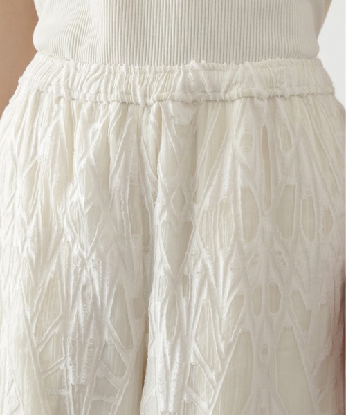 N.（N. Natural Beauty Basic）（エヌエヌナチュラルビューティーベーシック）の「カットジャガードイージーパンツ（その他パンツ・レディース・オフホワイト/ブラック・MEDIUM）」の3枚目の写真