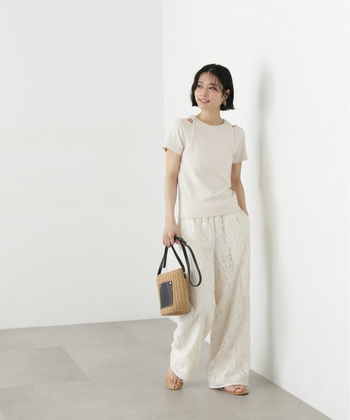 N.（N. Natural Beauty Basic）（エヌエヌナチュラルビューティーベーシック）の「カットジャガードイージーパンツ（その他パンツ・レディース・オフホワイト/ブラック・MEDIUM）」の22枚目の写真