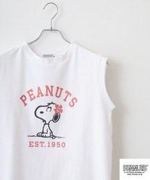 PEANUTS プリントノースリーブTシャツ